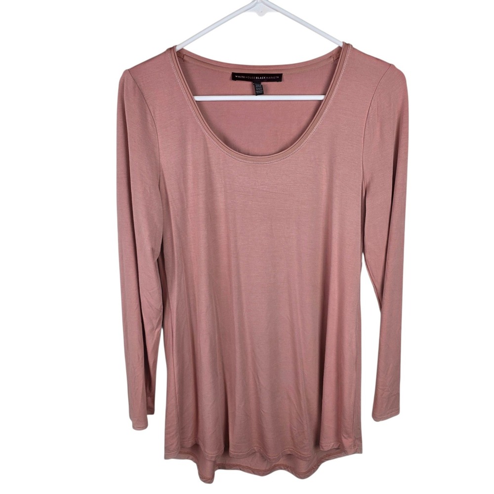 White House Black Market Top Womens S Pink Excellent Scoop Neck Long Sleeve